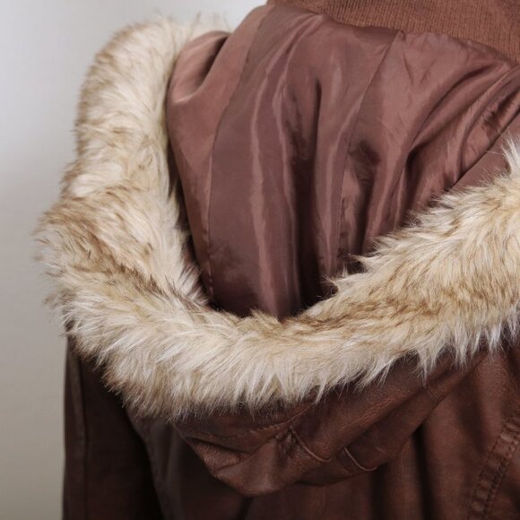 Ashley by 26 international Leather Jacket with Detachable Faux Fur Hood - Picture 14 of 14